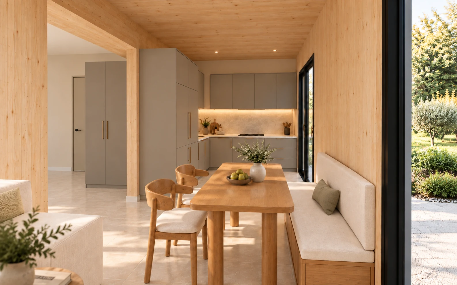 Kitchen adjoining the living area