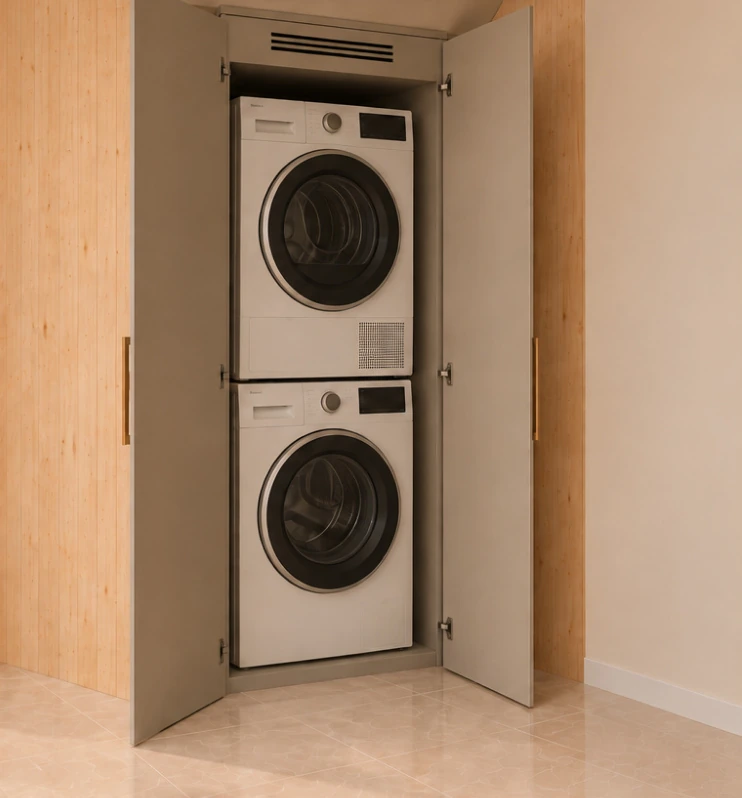 Integrated pantry and laundry storage
