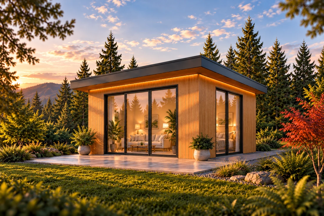 Compact single-floor timber house concept